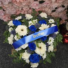 Loose blue and white floral heart