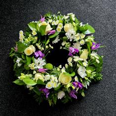 Lilac and white loose wreath